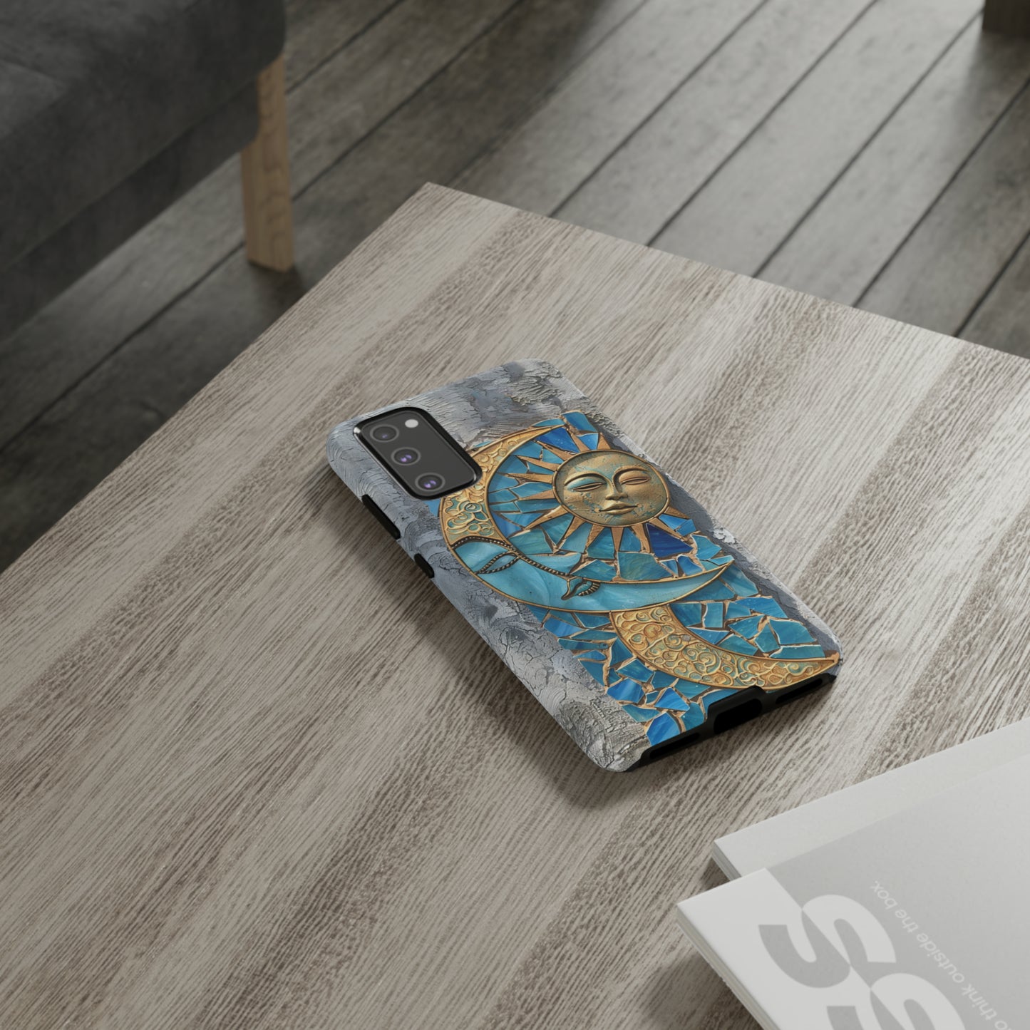 Boho Sun and Moon Mosaic Tile Stained Glass Phone Case