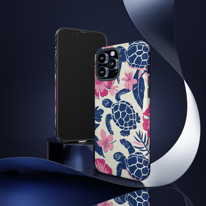 Undersea Floral Blue Sea Turtle Phone Case