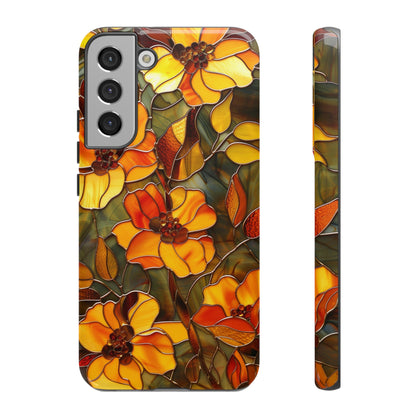 Orange Floral Phone Case Stained Glass Style