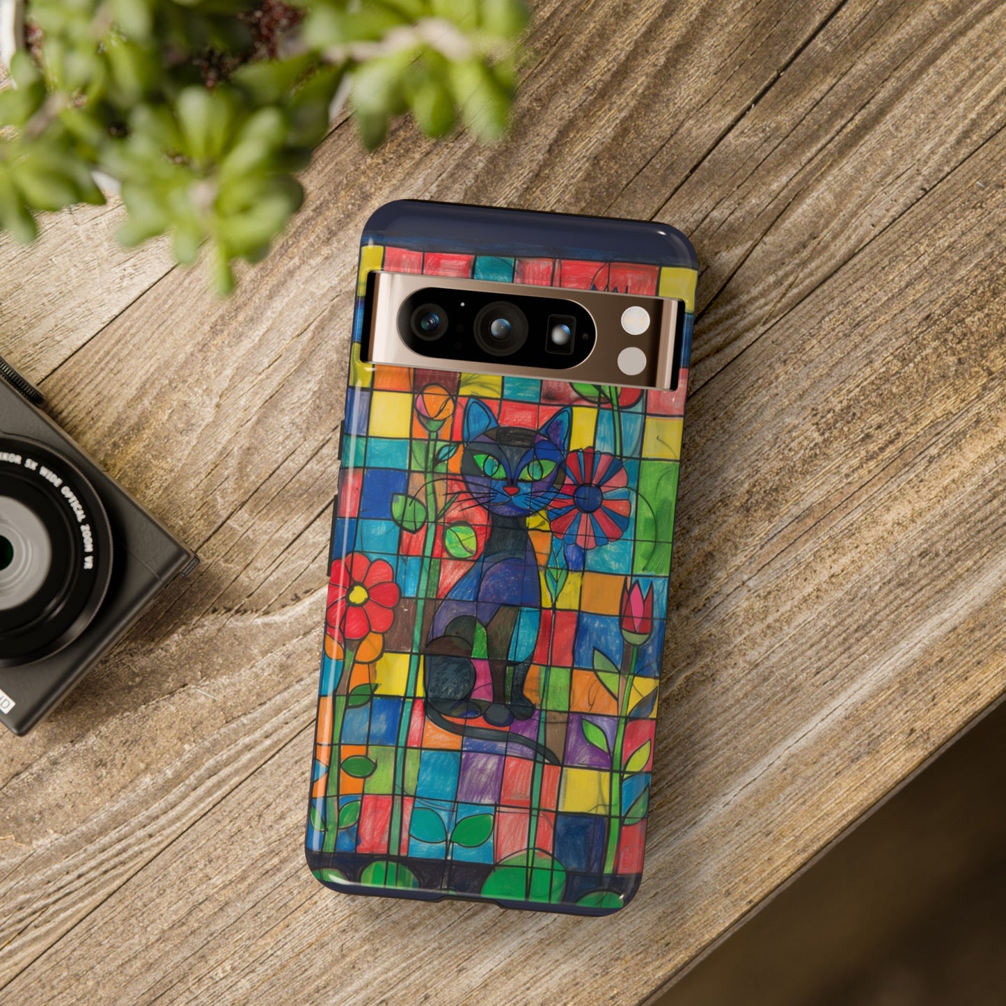 Cat in the Stained Glass Garden Phone Case