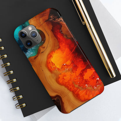 Faux Wood and Colorful Epoxy iPhone Case | Embrace the Beauty of Nature and Vibrant Artistry