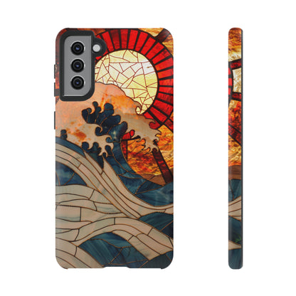 Japanese Rising Sun Phone Case Stained Glass Ocean Wave