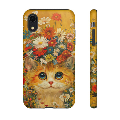 Cute Cat in Floral Garden Phone Case