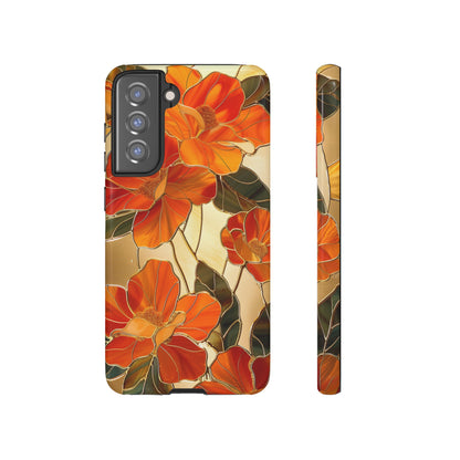 Orange Floral Phone Case Stained Glass Flower Aesthetic