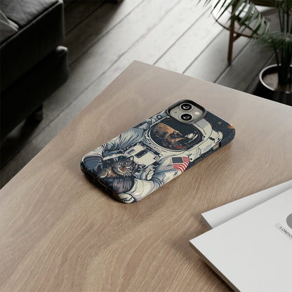 The Astronaut and the Cosmic Cat Phone Case