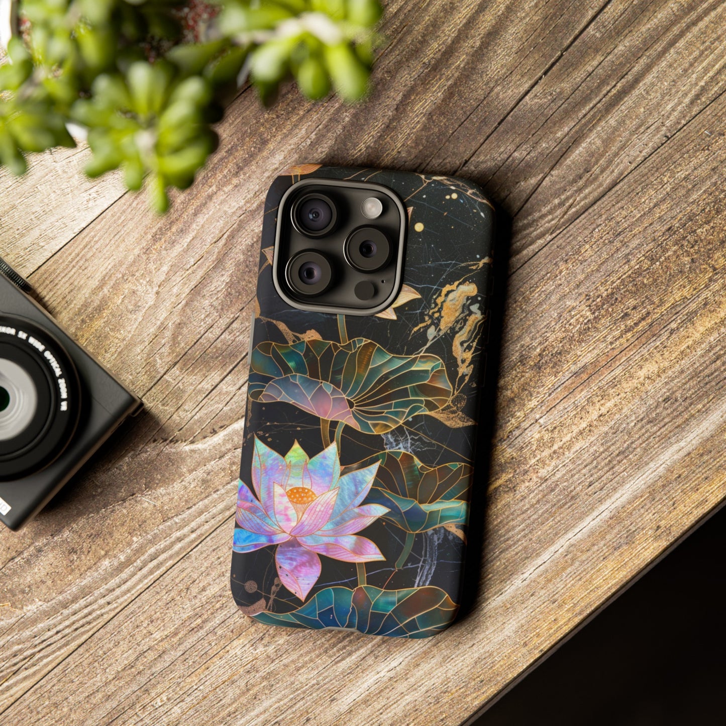 Zen Stained Glass Lotus Floral Design Phone Case