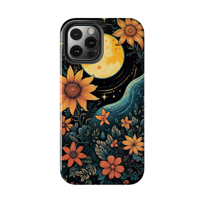 Boho Meets Cottagecore: Floral Sun, Moon & Stars iPhone Case – A Celestial Delight