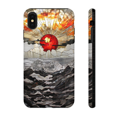 Japanese Rising Sun Phone Case Stained Glass Ocean Wave Phone Cover iPhone 15 Case