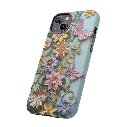 Pastel Pink Butterflies and Flowers iPhone Case