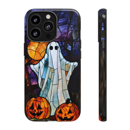 Stained Glass Halloween Ghost and Jack-o'-Lanterns Phone Cover