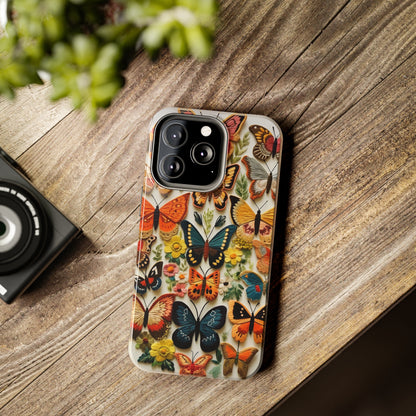 Embroidery Butterflies iPhone Case | Whimsical Elegance and Nature's Beauty in Handcrafted Detail