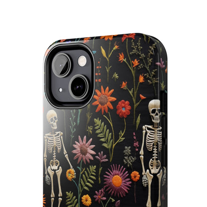 Skeletons in the garden Halloween Embroidery Phone Case