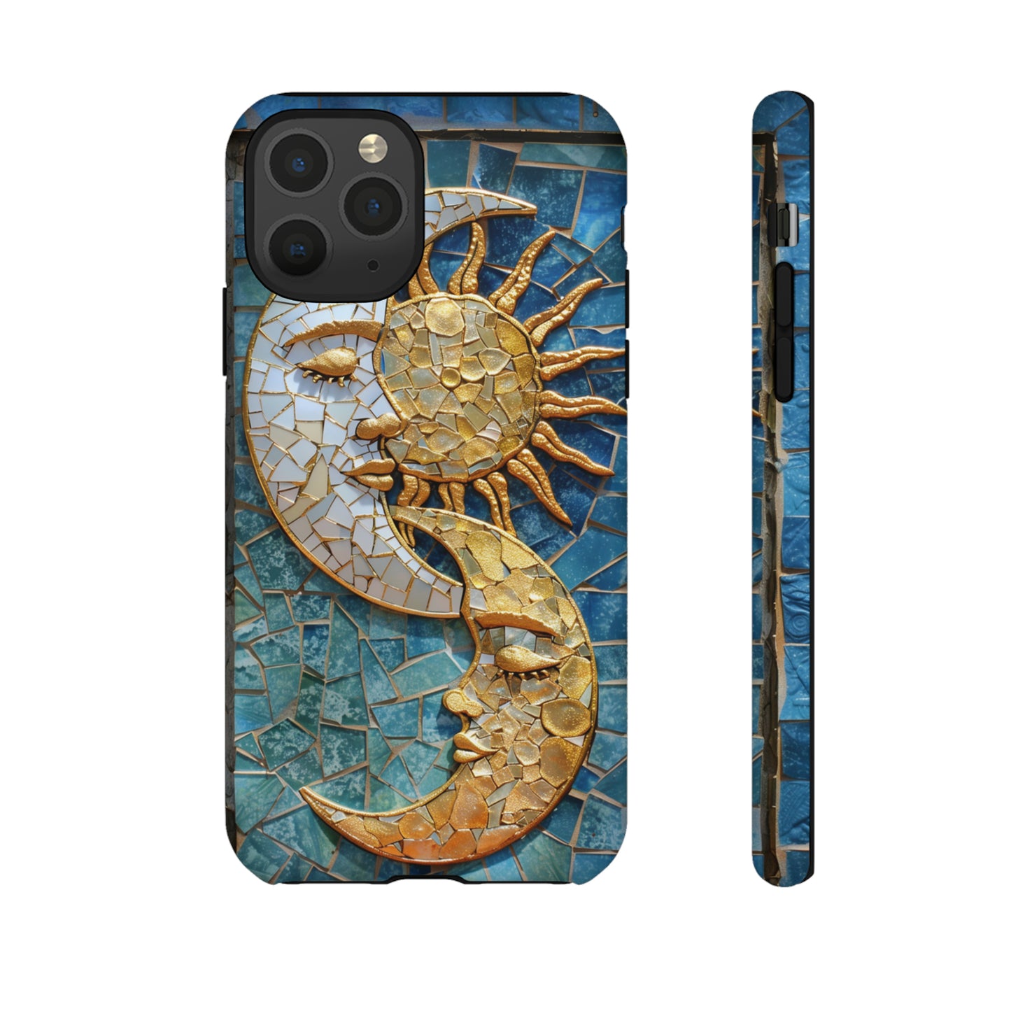 Boho Sun and Moon Mosaic Tile Stained Glass Phone Case