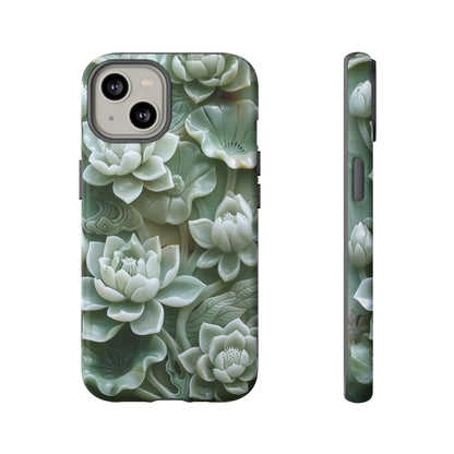 Green Jade Lotus Floral Art Phone Case