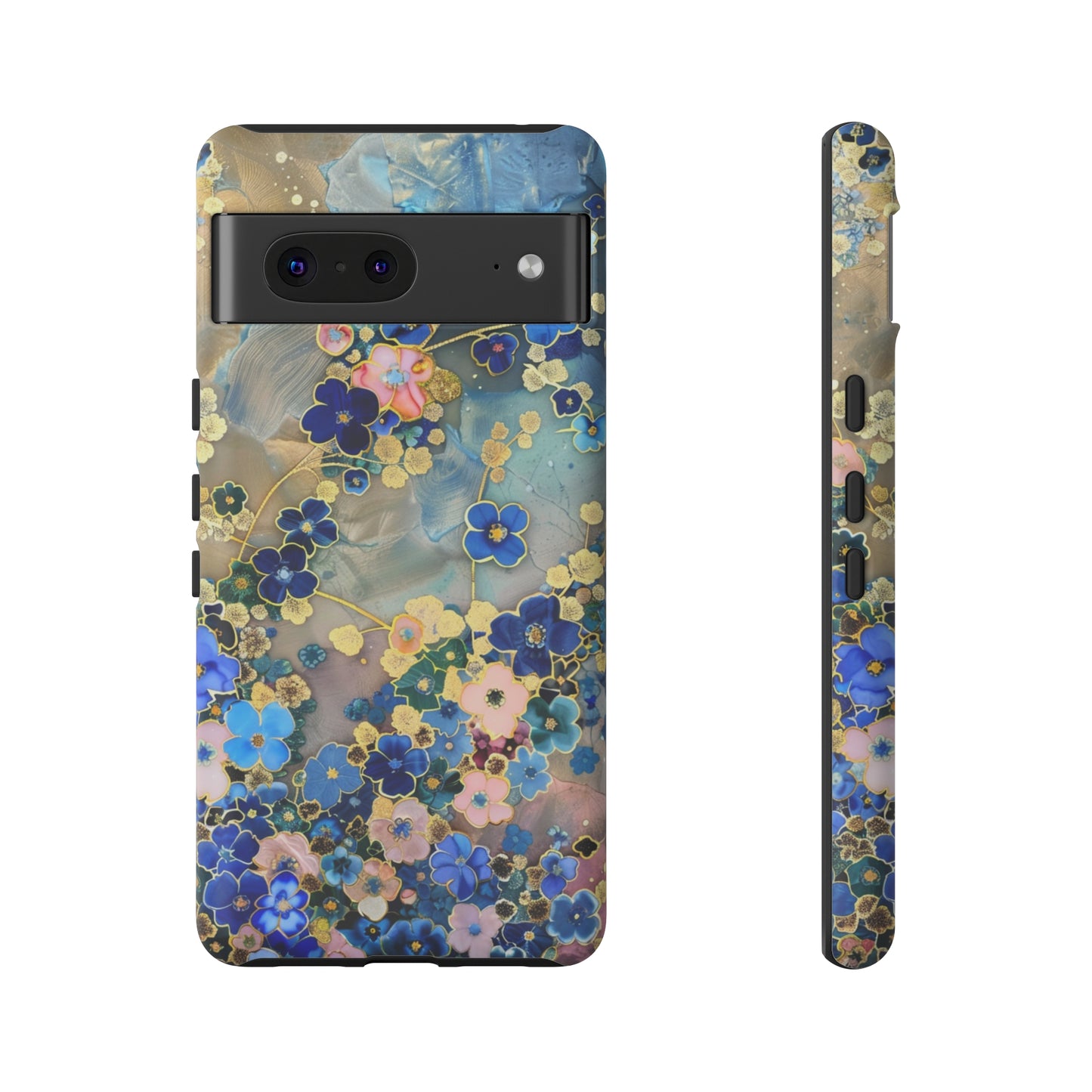 Forget Me Nots Gold Color Splash Floral Design Phone Case