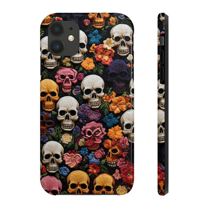 Embroidery Style Skulls Goth Dark Academia Tough Case iPhone Case