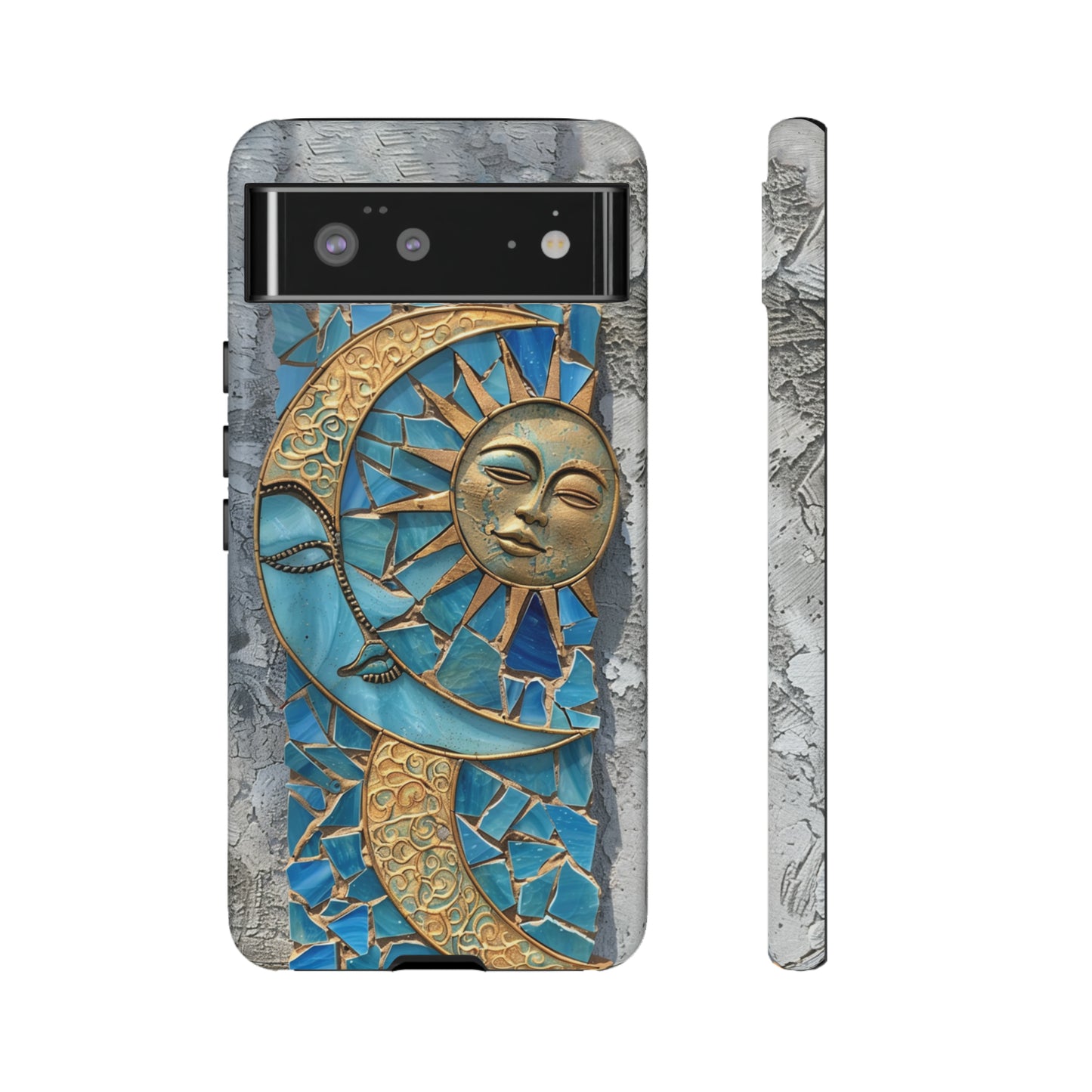 Boho Sun and Moon Mosaic Tile Stained Glass Phone Case