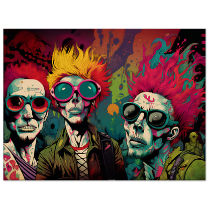 Vibrant colors and bold patterns in a punk rock-inspired artwork