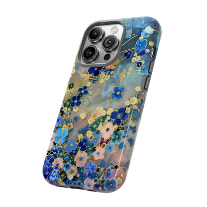 Forget Me Nots Gold Color Splash Floral Design Phone Case