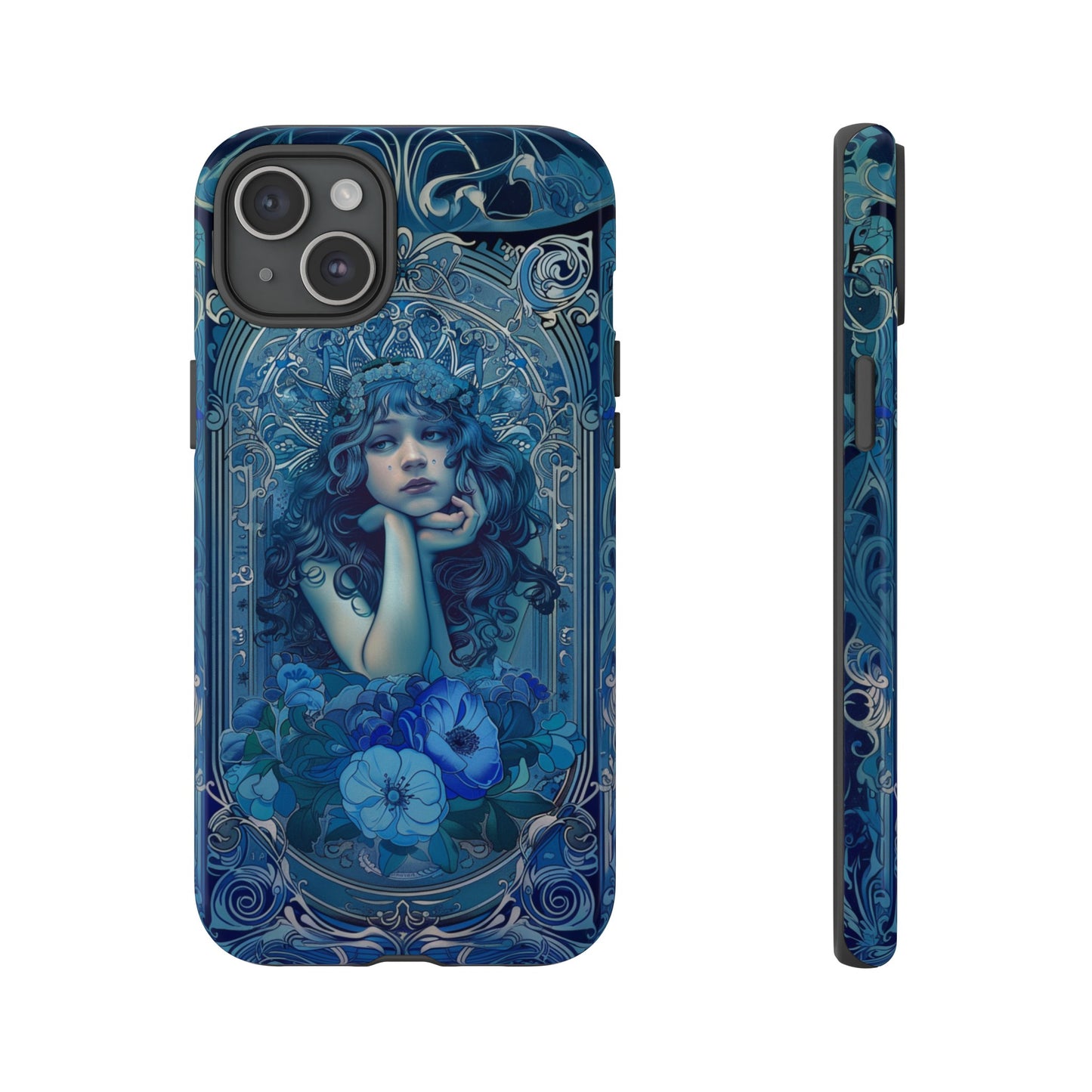 Blue Floral Art Nouveau Style Phone Case