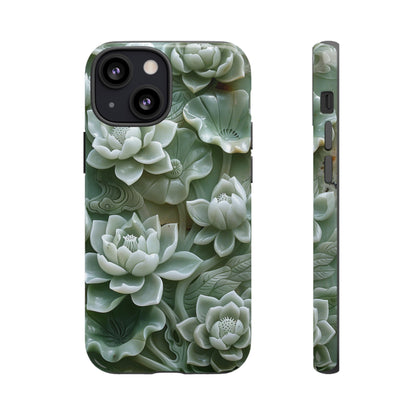 Green Jade Lotus Floral Art Phone Case