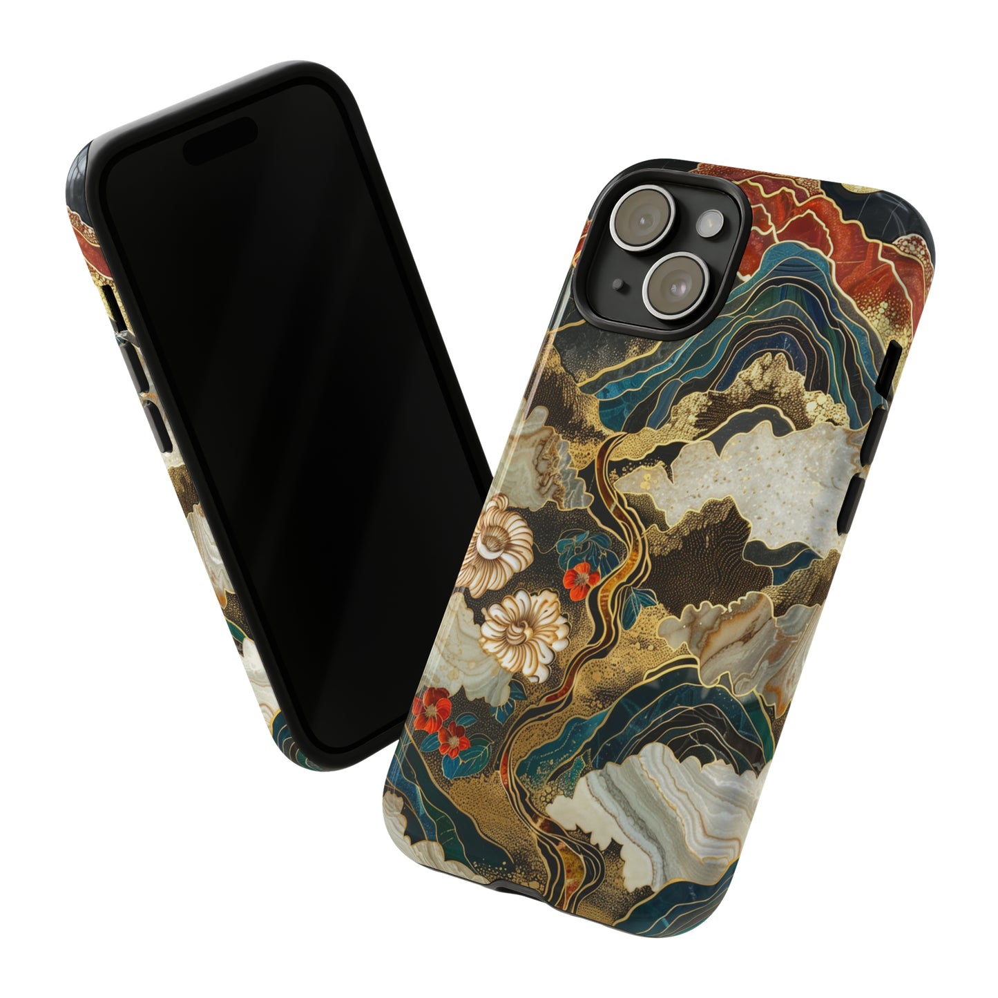 Chiyogami Stained Glass Floral Mountain Phone Case