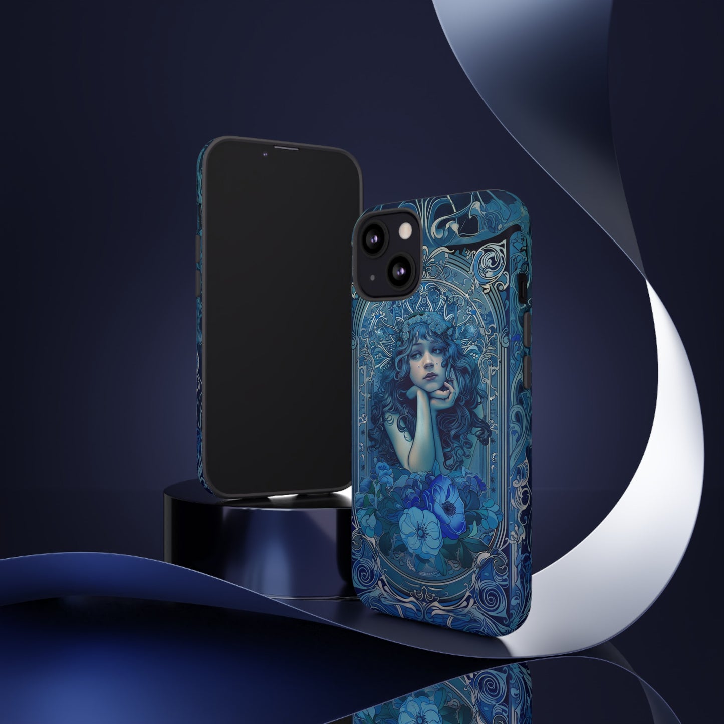 Blue Floral Art Nouveau Style Phone Case