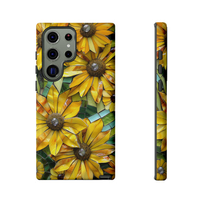 Yellow and Gold Daisy Mosaic Stained Glass Phone Case for iPhone 15, 14, Pro Max, 13, 12 & Samsung Galaxy S23, S22, S21, Google Pixel