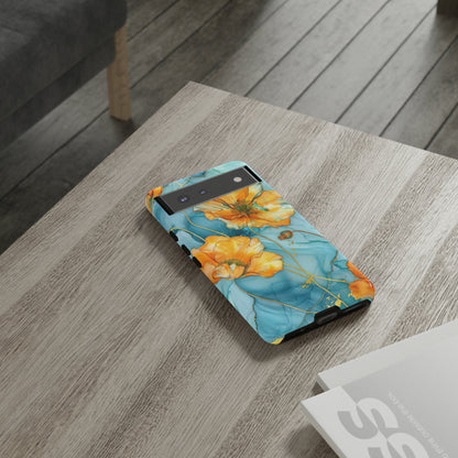 Gold Poppies Color Splash Floral Design Phone Case