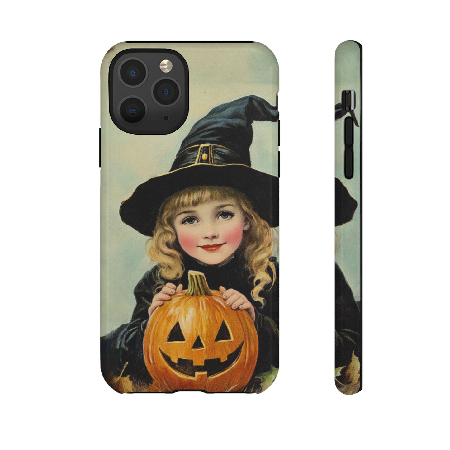 Vintage Halloween Card Witch and Jack-o'-lantern Phone Cover