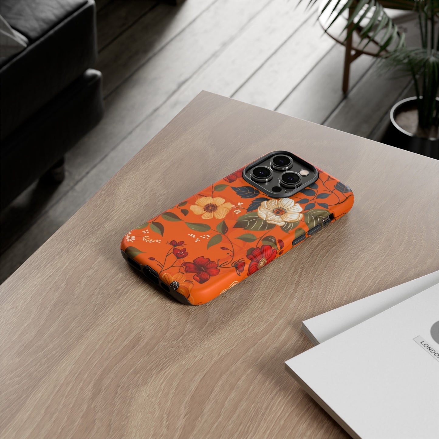 Orange Floral Phone Tough Case