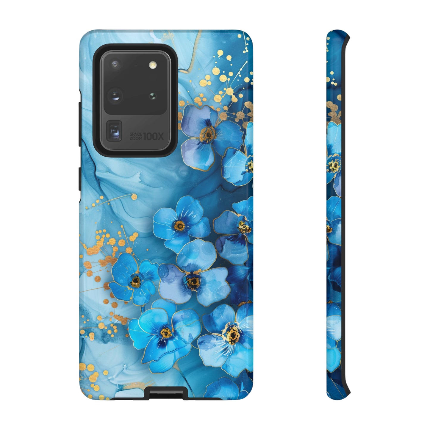 Forget Me Nots Gold Color Splash Floral Design Phone Case