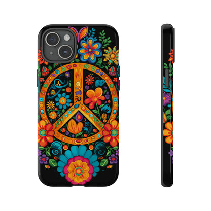 Peace Sign Embroidery Floral Hippie Style Phone Case