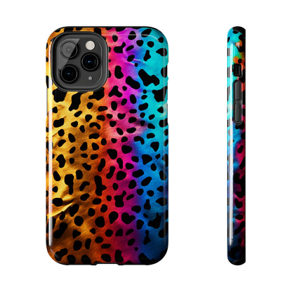 Kaleidoscopic Wild: Psychedelic Rainbow Leopard Print | Dazzling iPhone Case