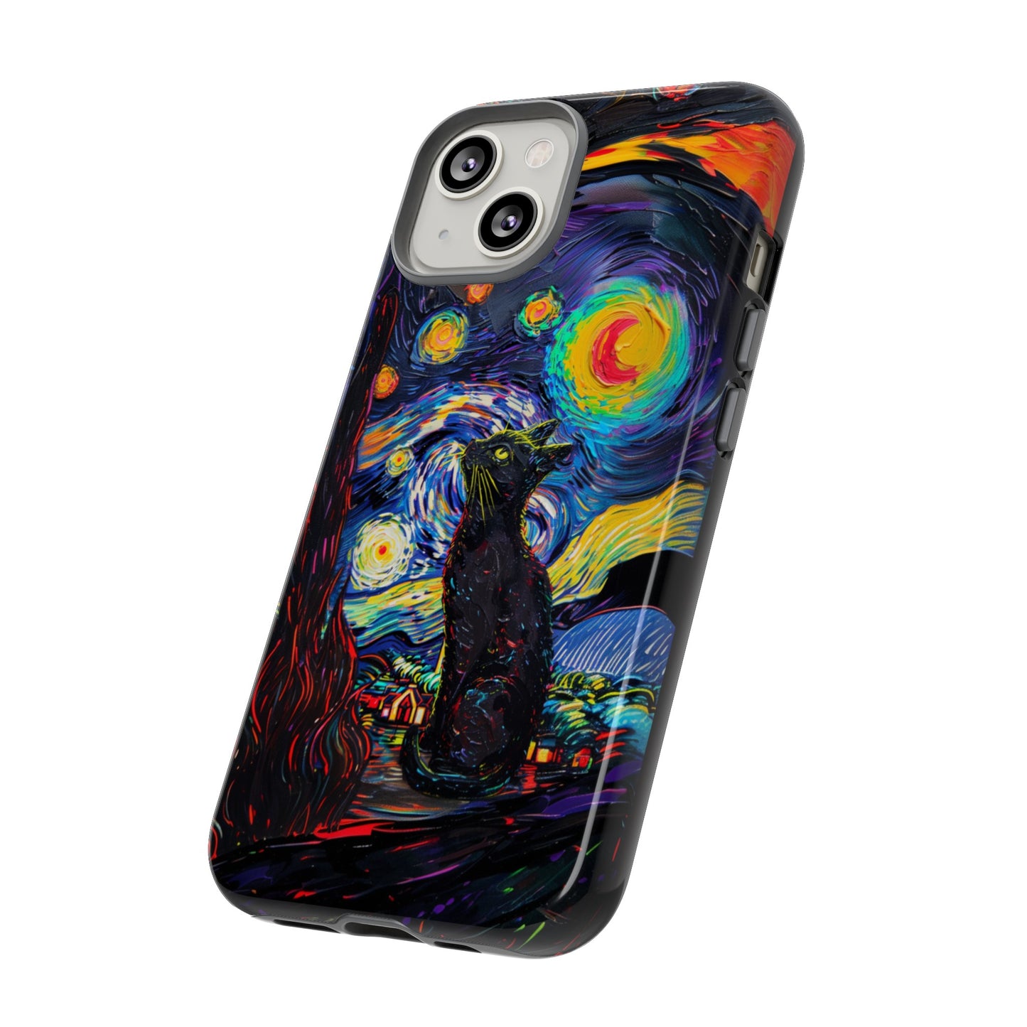 Starry Night Black Cat Van Gogh Painting Art Phone Case