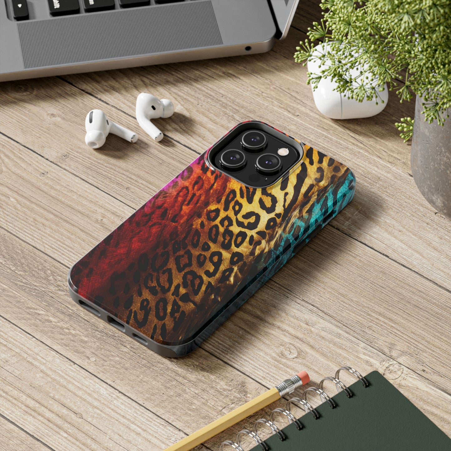 Kaleidoscopic Wild: Psychedelic Rainbow Leopard Print | Dazzling iPhone Case