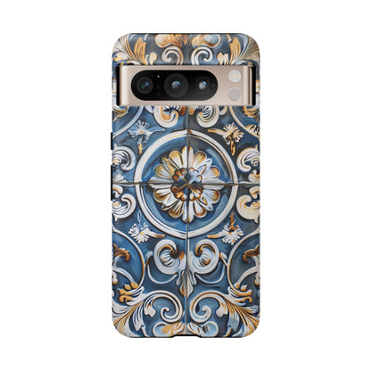 Azulejo Porcelain Blue & Creamy White Tile Mediterranean Design Phone Case