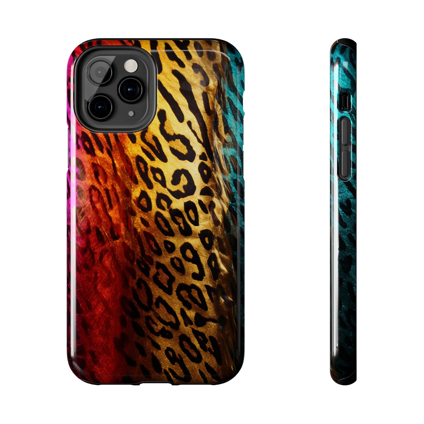 Kaleidoscopic Wild: Psychedelic Rainbow Leopard Print | Dazzling iPhone Case