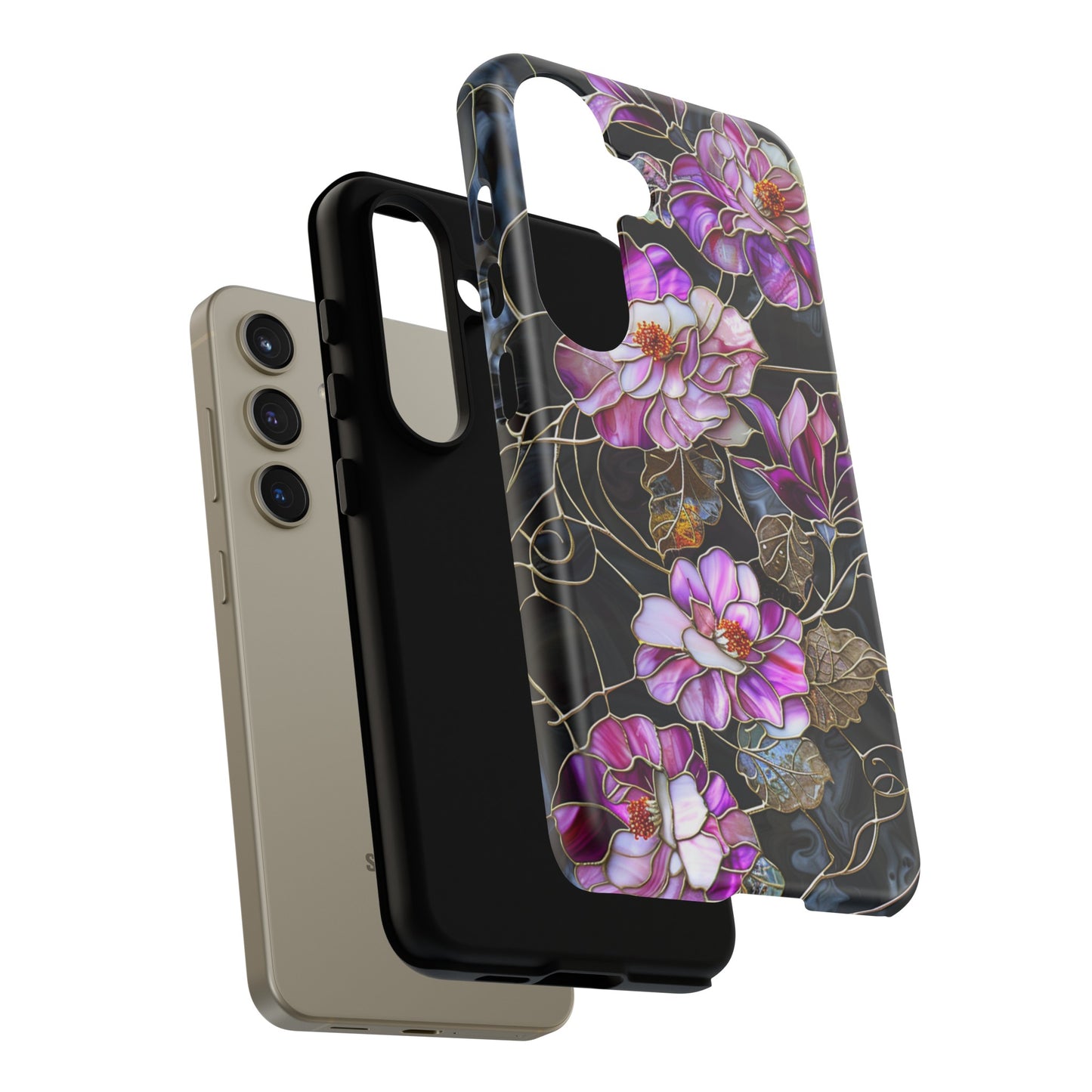 Magenta Color Floral Stained Glass Phone Case