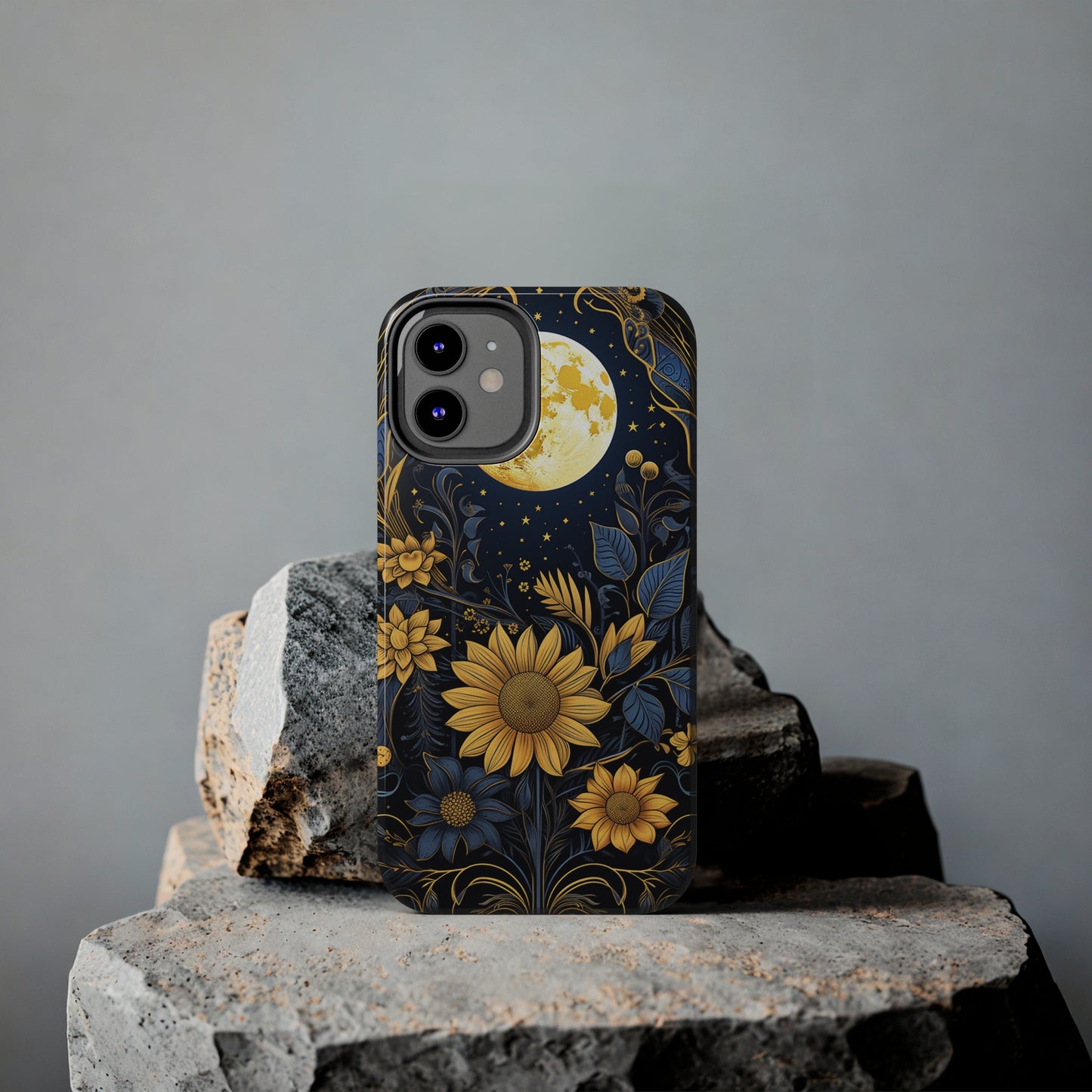 Starry Night Boho Meets Cottagecore: Floral Sun, Moon & Stars iPhone Case