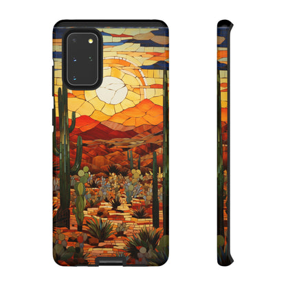 Desert Sunset Cactus Mosaic Tile