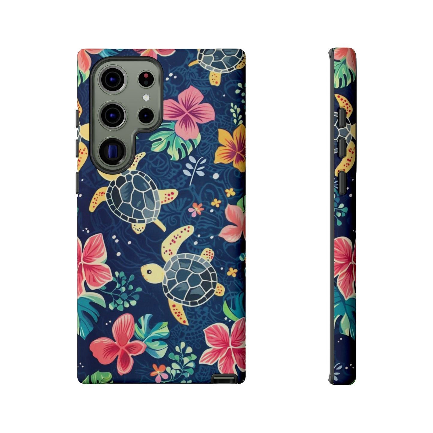 Undersea Floral Blue Sea Turtle Phone Case