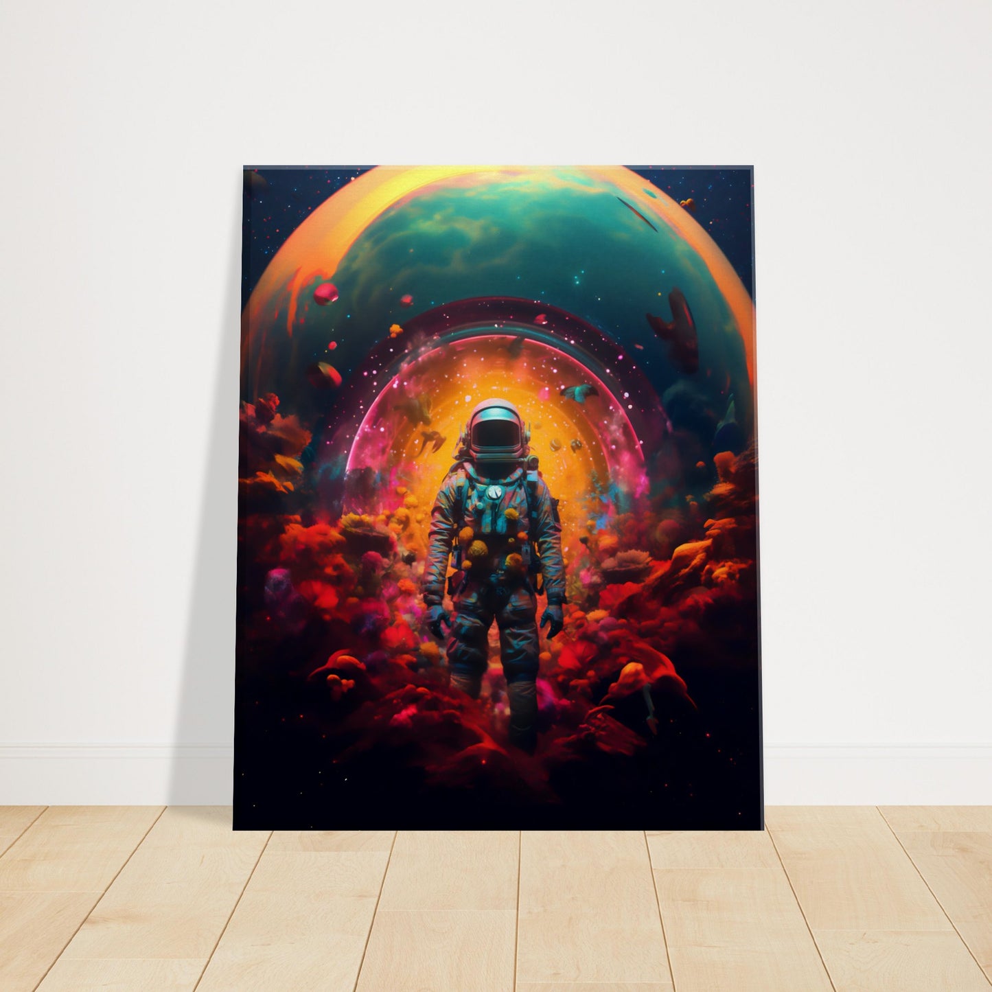 Cosmic Trip: Astronaut Psychedelic Art Canvas Print