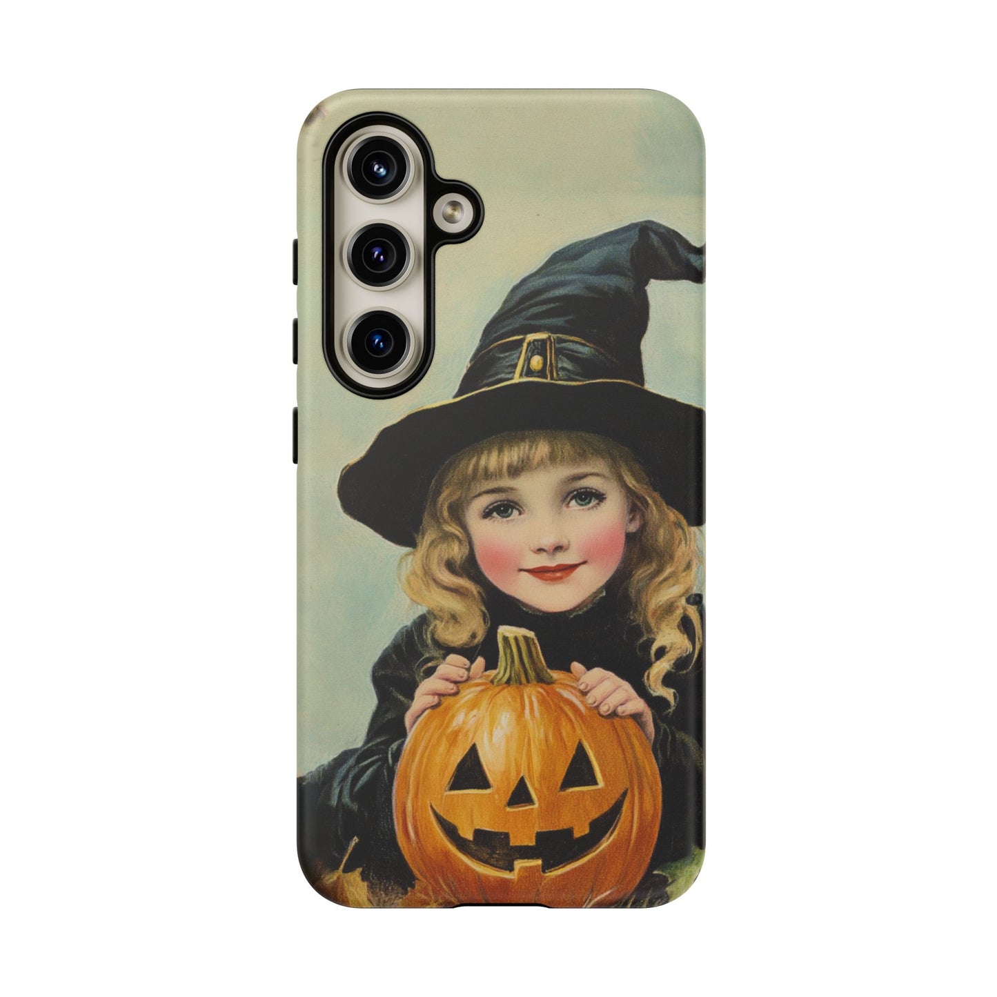 Vintage Halloween Card Witch and Jack-o'-lantern Phone Cover