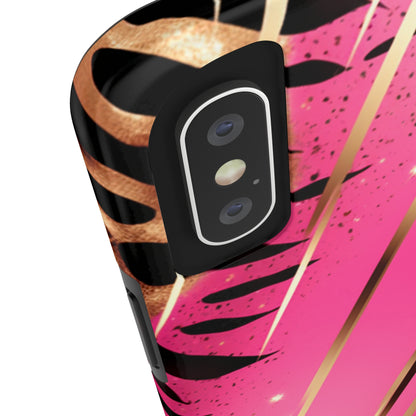 Elegant Wilderness: Pink & Gold Tiger Stripes | Mesmerizing Lush iPhone Case