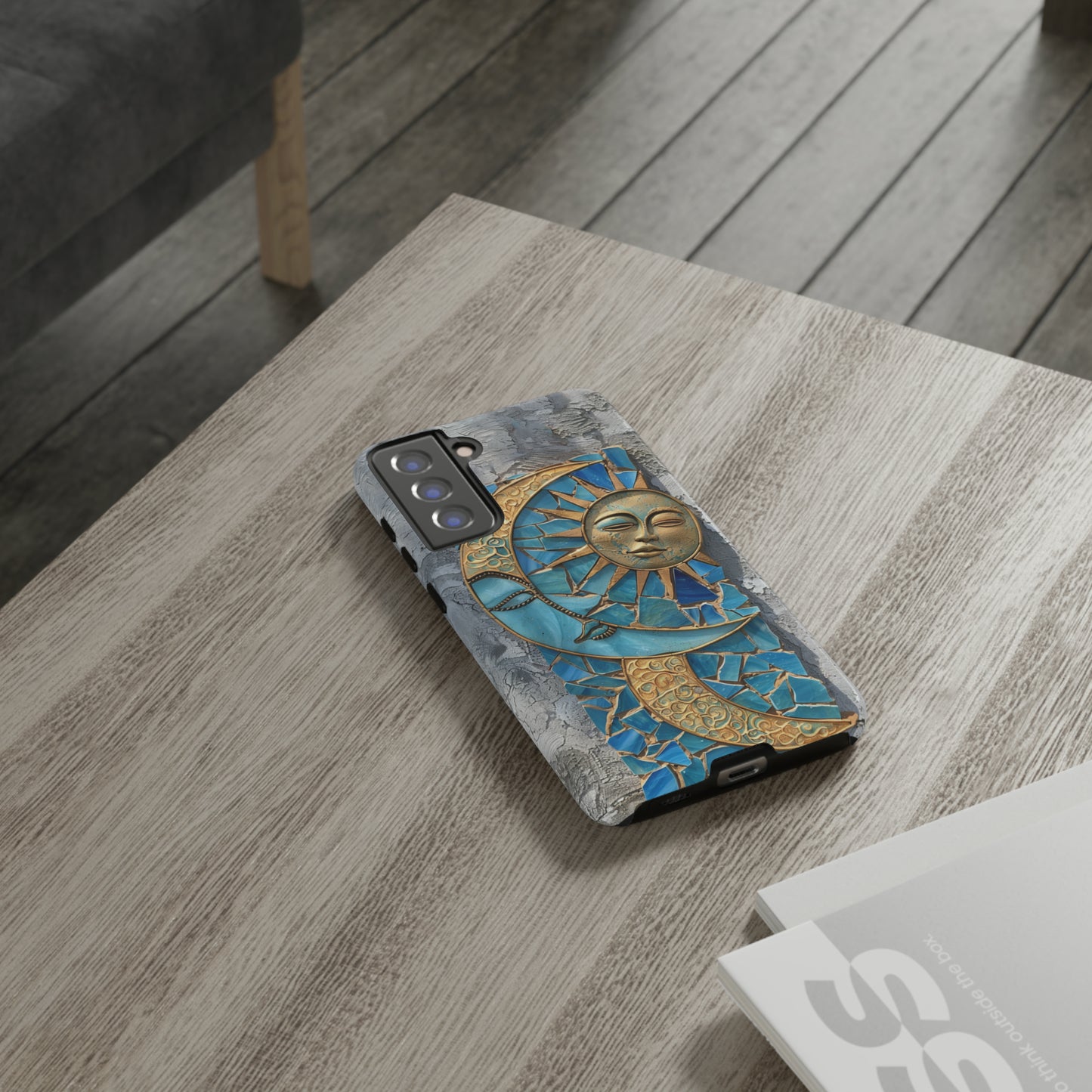 Boho Sun and Moon Mosaic Tile Stained Glass Phone Case