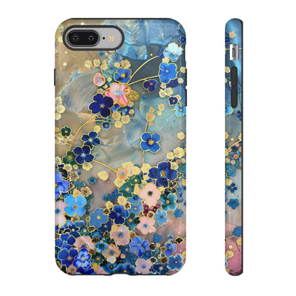 Forget Me Nots Gold Color Splash Floral Design Phone Case