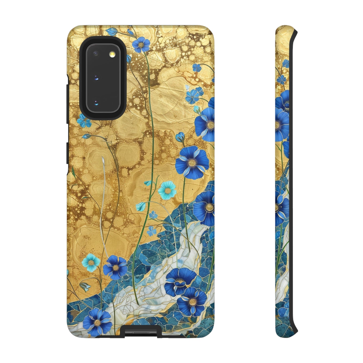 Forget Me Nots Gold Color Splash Floral Design Phone Case