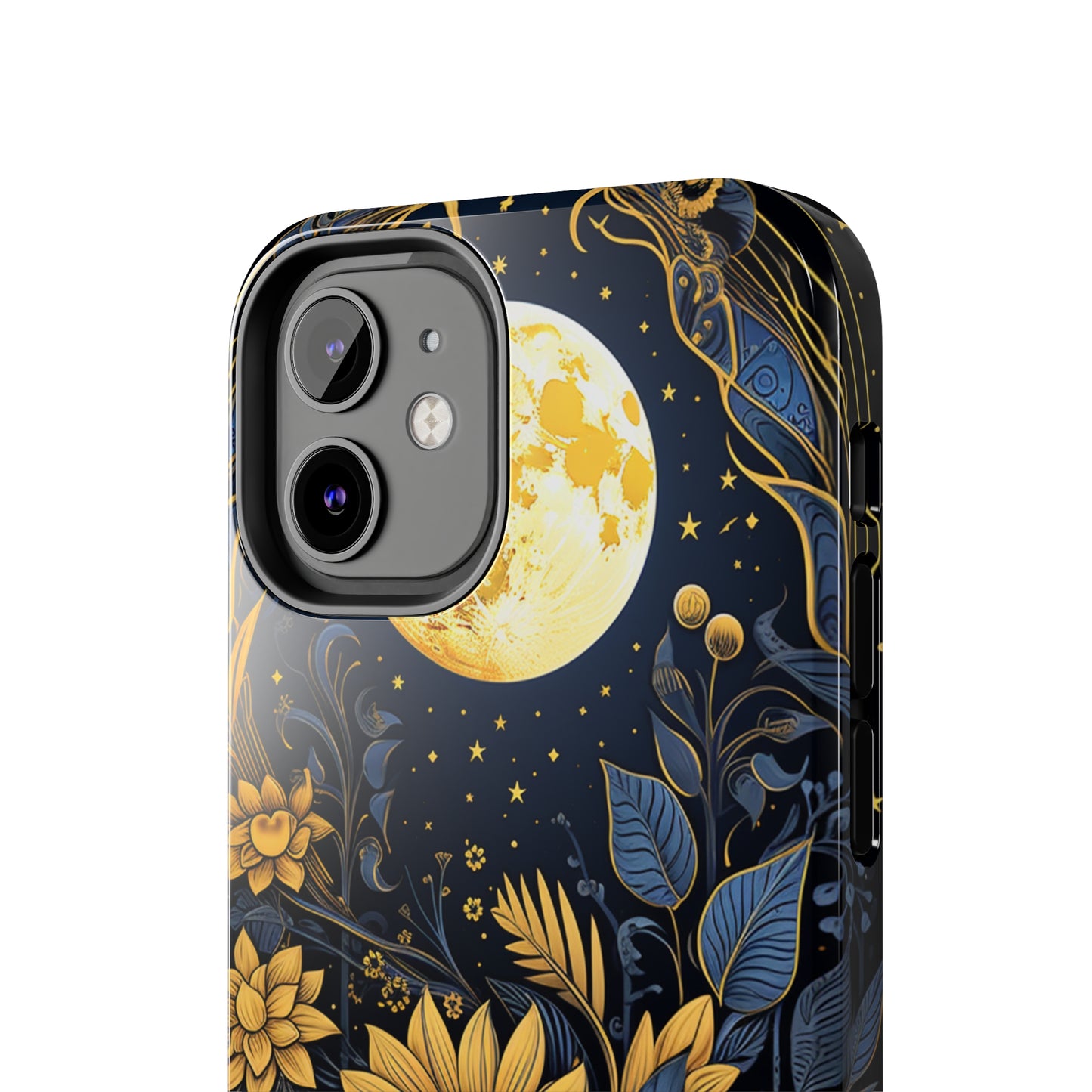 Starry Night Boho Meets Cottagecore: Floral Sun, Moon & Stars iPhone Case