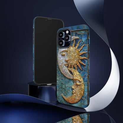 Boho Sun and Moon Mosaic Tile Stained Glass Phone Case